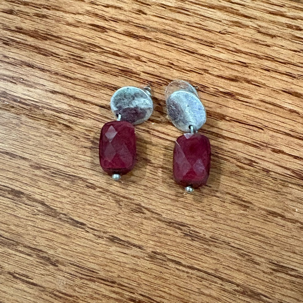 J. Jill Ruby and Silver Earrings